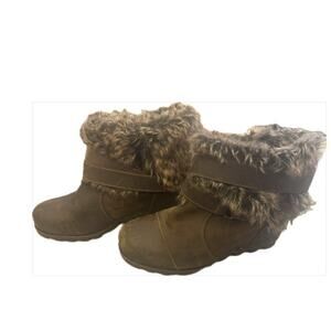 Sorel Joan of Arctic Faux Fur/Leather Wedge Boots-Size 8